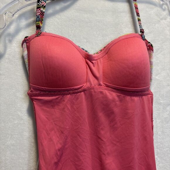 Anne Cole Twist Front Geometric Stripe Swim Bandeau Tankini Top Small Beach Pool - Picture 6 of 9